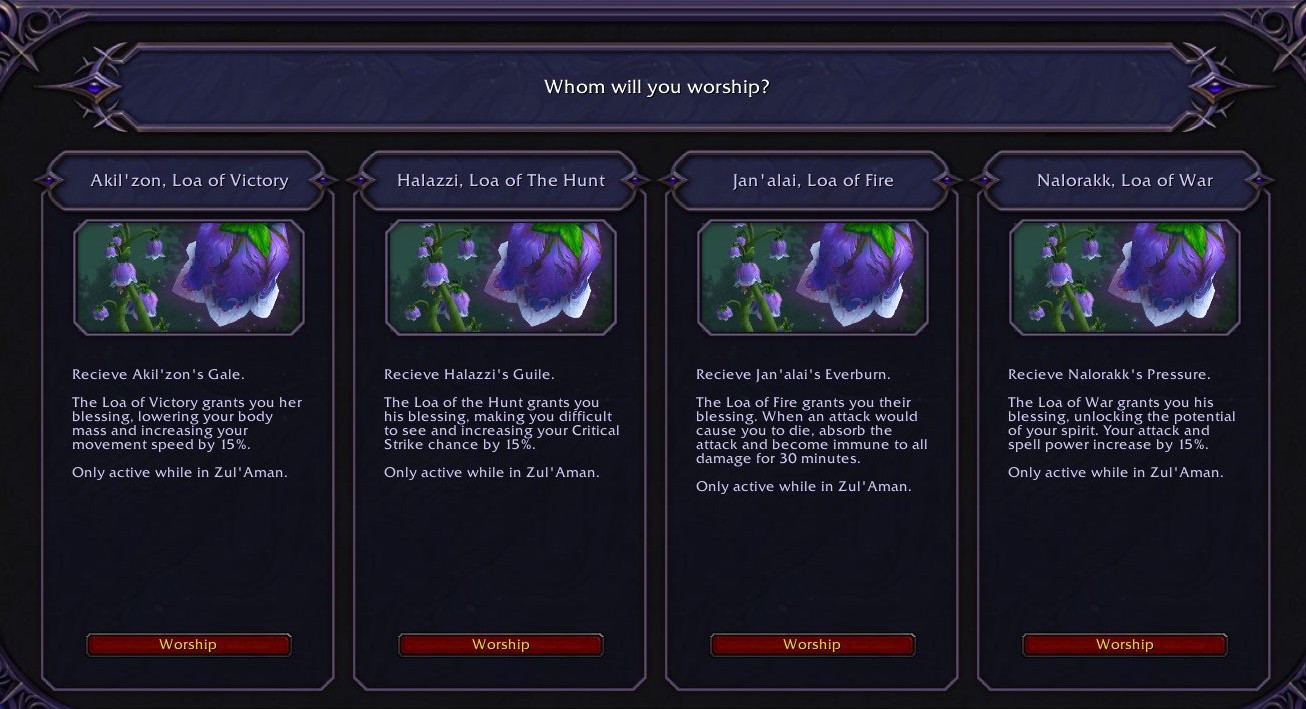 Midnight: Zul’Aman – wähle deinen Loa-Segen als Zonen-Buff